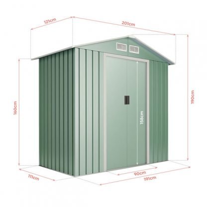 Caseta de metal Wasabi Green Plus S 2,43 m2 - 121x201x190 cm. con MONTAJE y ENTRGA INCLUIDO